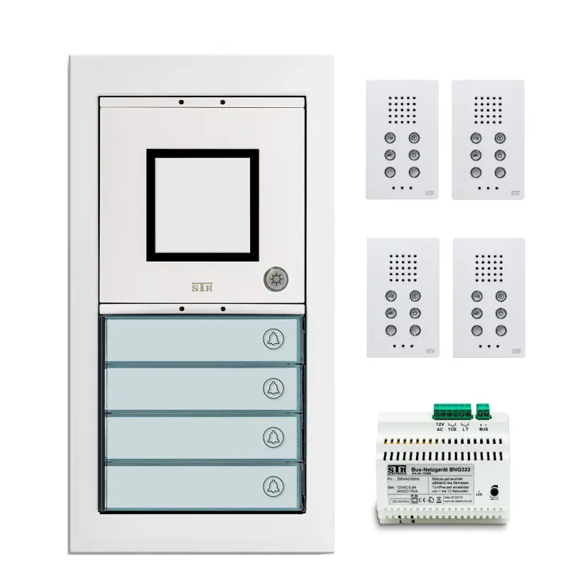 STR AFS 1000 UP Audio-Haustelefon-Set Vierfamilienhaus Unterputz mit FS 1000 Freisprechstationen