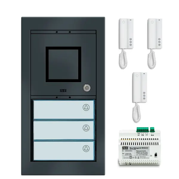 STR AHS 40 AP Audio Gegensprechanlage Set Dreifamilienhaus Aufputz
