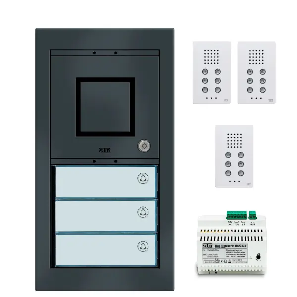STR AFS 1000 AP Audio Gegensprechanlage Set Dreifamilienhaus Aufputz