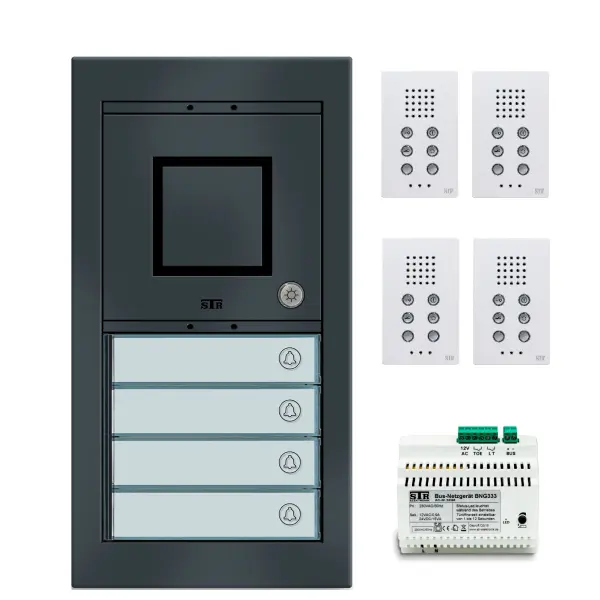 STR AFS 1000 UP Audio Gegensprechanlage Set Vierfamilienhaus Unterputz