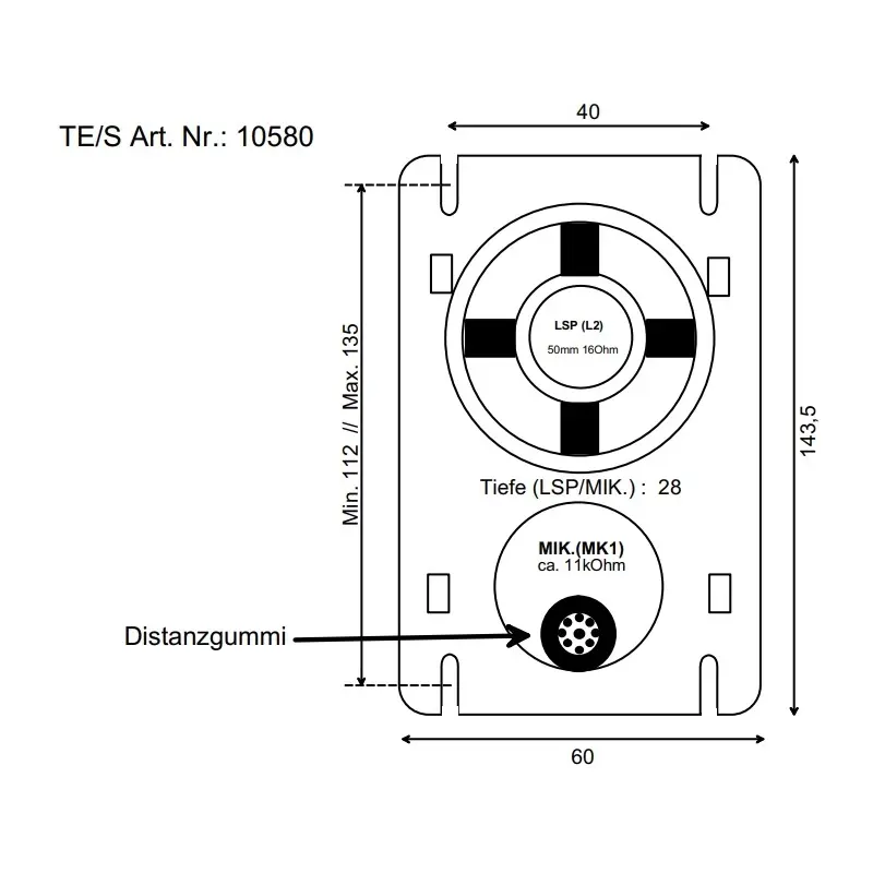 STR TE/S Türlautsprecher-Einbausatz 10580 mit MK1 und Lautsprecher L2