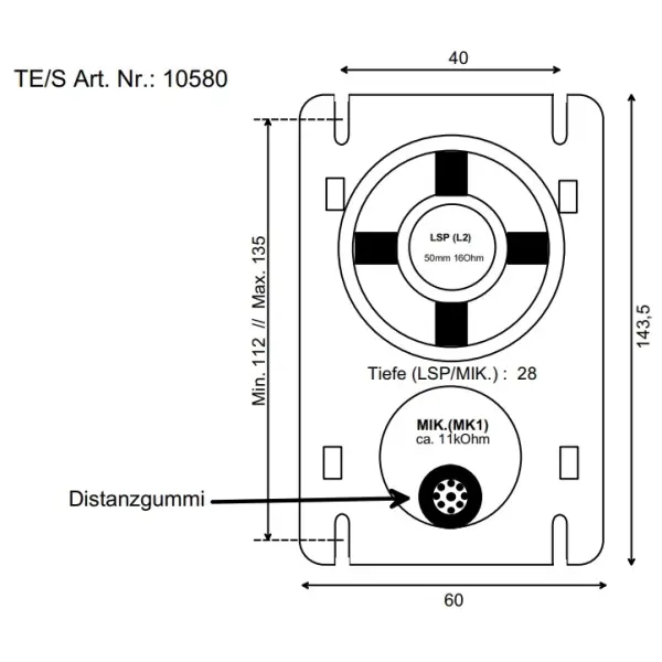 STR TE/S  Türautsprecher - Einbausatz TE - S 13580