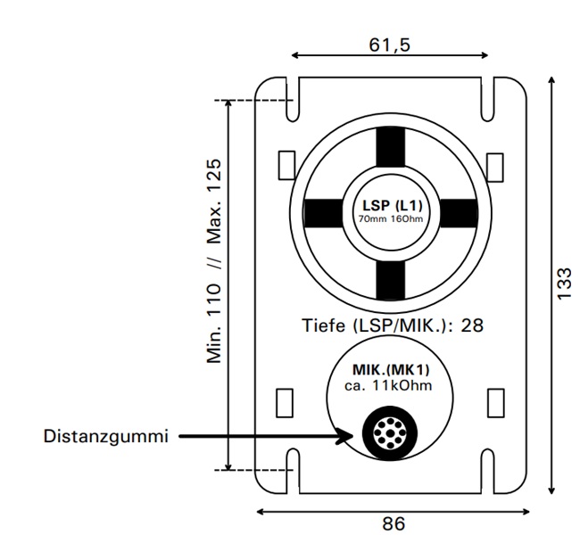 STR TE/B Türautsprecher – Einbausatz TE-B 13570 mit Transistor-Mikrofon MK1 und Lautsprecher L1 (16Ω/Ø70 mm)